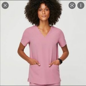 Figs chalk pink casma three pocket scrub top 2XL